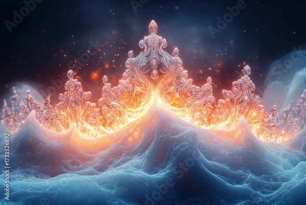 Obraz Abstract, contrasting wallpaper design featuring fire and ice elements.