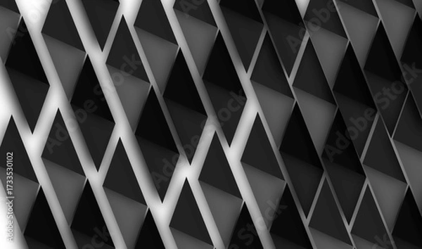 Fototapeta Minimalist silver geometric grid with folded 3D square pattern creating abstract metallic modern texture background