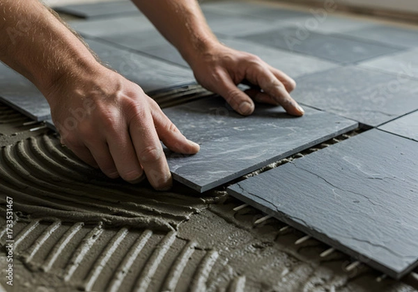 Fototapeta Closeup of a person cleaning leaves from a roof gutter with yellow gloves, ensuring proper drainage and preventing water damage to the house