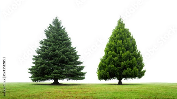 Fototapeta Natural green evergreen pine fir tree on grass