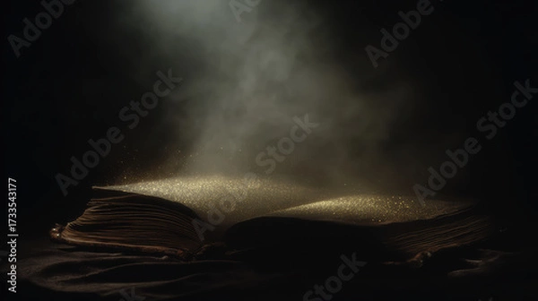 Fototapeta Magic dream book open with mysterious fantasy light