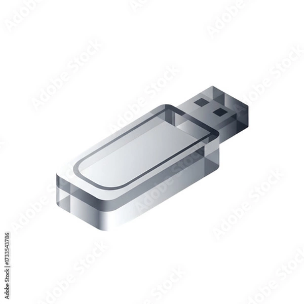 Fototapeta Transparent usb flash drive isolated on transparent background