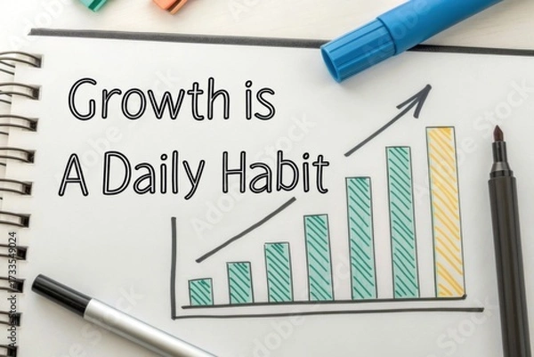 Obraz Whiteboard sketch showing upward graph with growth concept