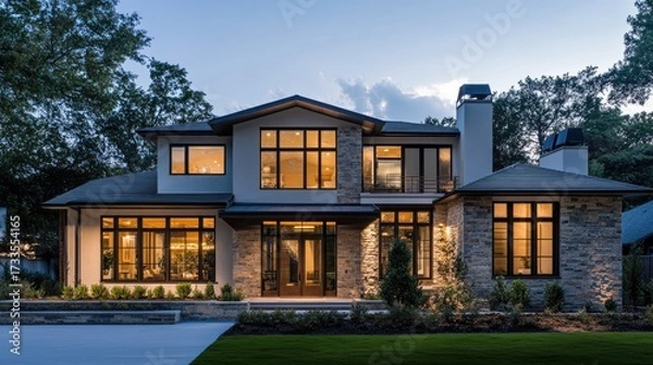 Obraz Luxury Modern Home at Dusk