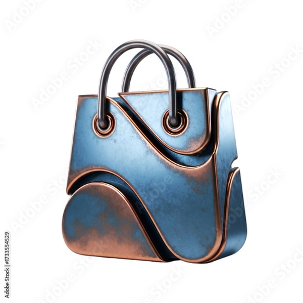 Fototapeta Stylized blue and copper handbag isolated on transparent background