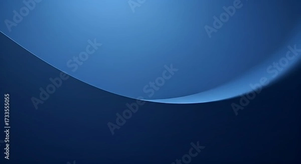 Fototapeta Abstract blue gradient wave with soft light and shadow