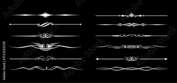 Fototapeta set of elegant flourish page dividers design element