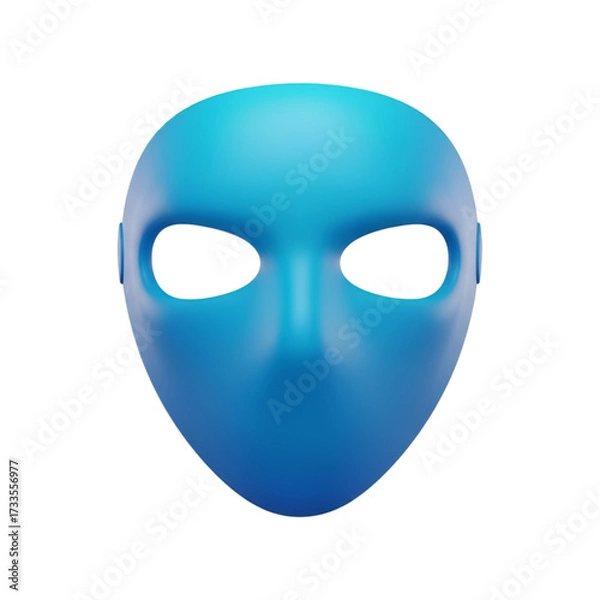 Fototapeta Plain blue mask with eye holes, isolated on transparent background