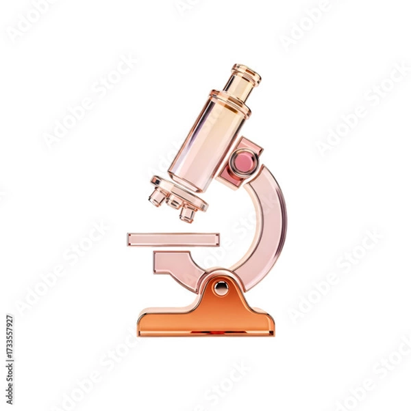 Fototapeta A rose gold and copper colored miniature microscope isolated on transparent background