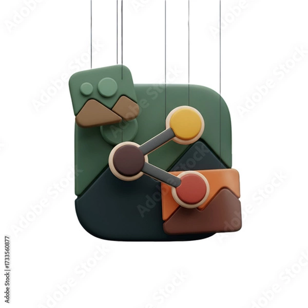 Fototapeta 3d render of a stylized icon representing sharing and media, isolated on transparent background