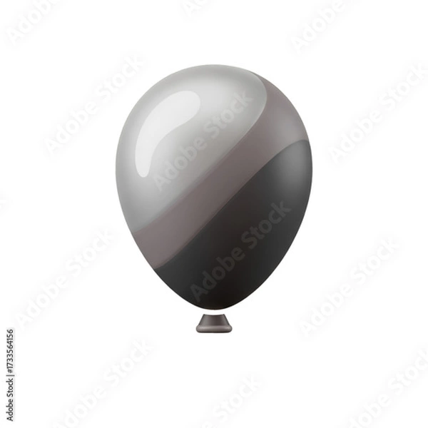 Fototapeta A modern, abstract balloon with a gradient of gray and black, isolated on transparent background