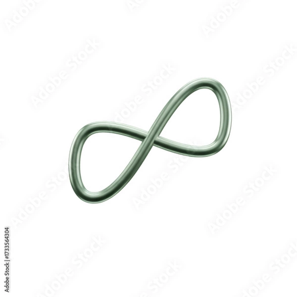 Fototapeta A metallic green infinity symbol, representing eternity and endlessness, isolated on transparent background