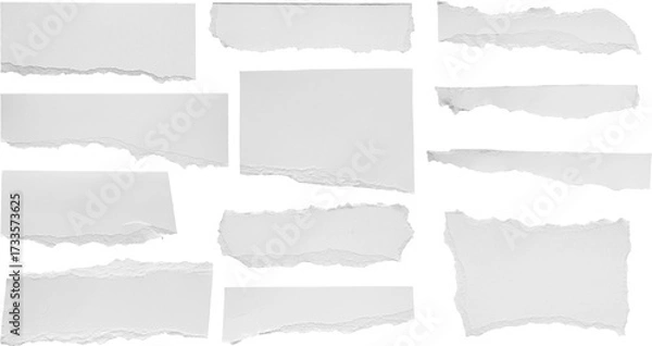 Fototapeta White ripped paper torn edges strips set isolated on white background