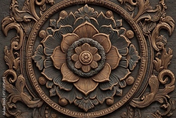 Obraz Intricate Arabesque Design Reveals a Rich Tapestry of Nature-Inspired Motifs Generative AI
