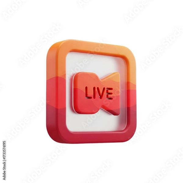 Fototapeta 3d render of a live streaming icon with camera symbol isolated on transparent background