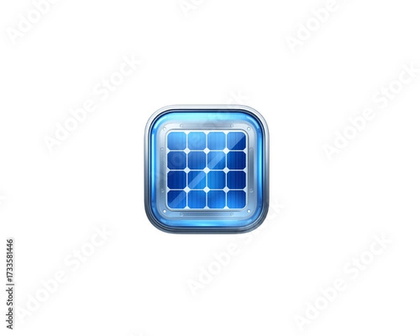 Fototapeta Glossy blue solar panel icon isolated on transparent background 