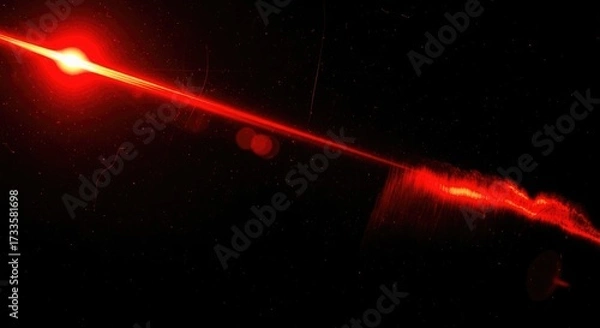 Fototapeta Abstract red light beam laser effect dark background glowing bright vibrant technology futuristic design