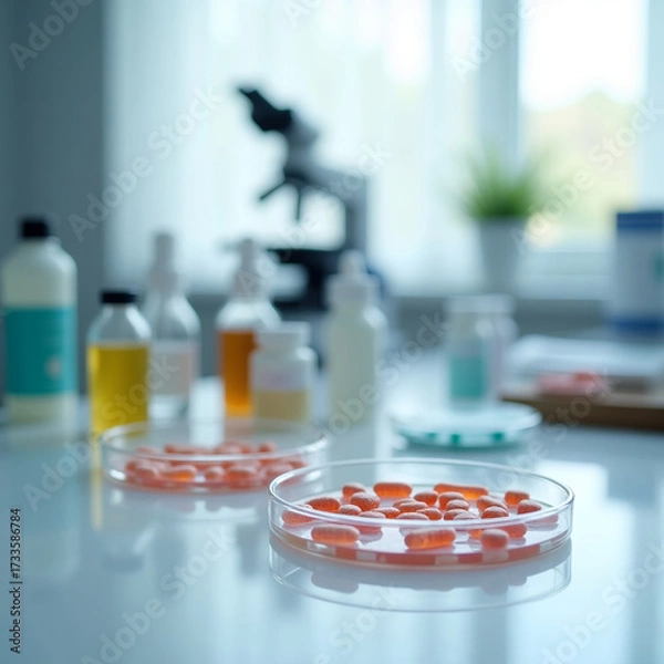 Fototapeta there are medicines and capsules on the table