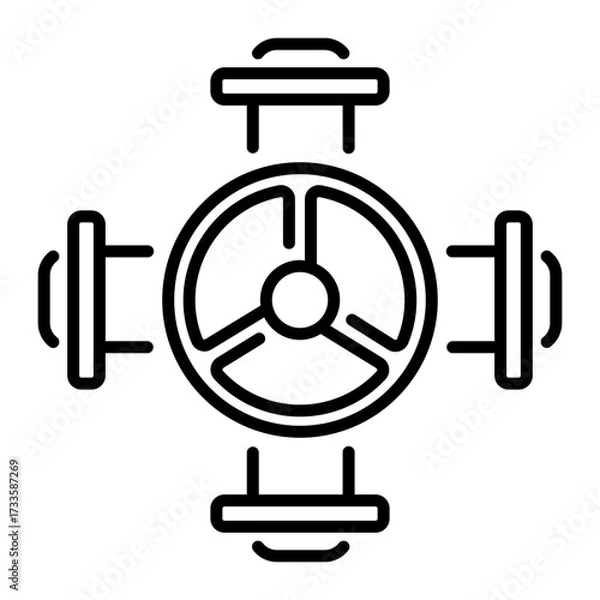 Fototapeta A linear style icon representing valve wheel