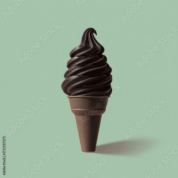 Obraz Ghost dessert silhouette: ice cream swirl in cone with minimal lighting and negative space, elegant Halloween graphic