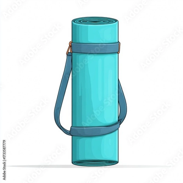 Fototapeta A rolled-up yoga mat with a carrying strap, symbolizing fitness and wellness