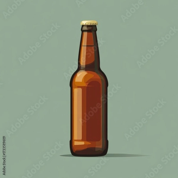 Fototapeta A refreshing bottled beer on a light green backdrop. The bottle is filled with a golden liquid and is ready to drink.