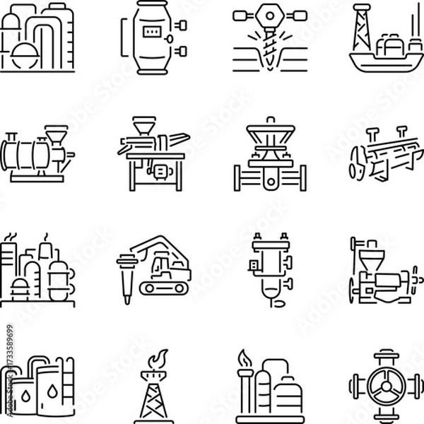 Fototapeta Set of Production Line Style Icons 

