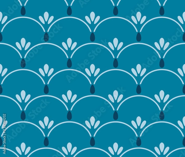 Fototapeta Japanese Circle Flower Wave Vector Seamless Pattern