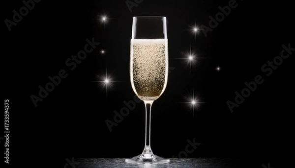 Fototapeta Sparkling Champagne Flute Glass Isolated On Transparent Background