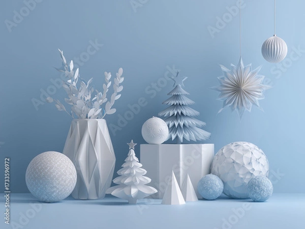 Fototapeta 淡い青色のクリスマスの飾り