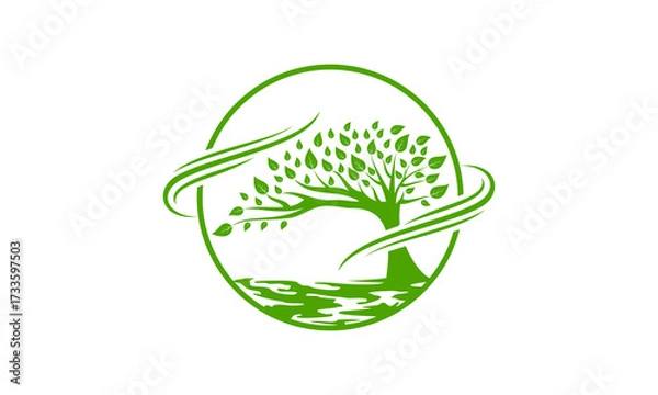 Obraz Fresh botanicals with wind vector logo