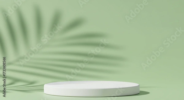Obraz White podium with leaf shadow background