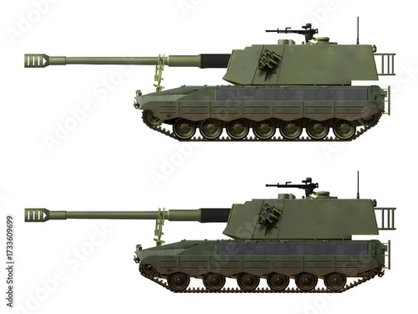 Fototapeta A collection of self-propelled howitzer concepts on a tracked base (top: TH-72 SPH, bottom: TAA SPH). Individual images, in full size, can be found in the portfolio or by name in the site search