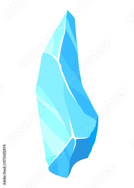 Obraz Crystal of ice, iceberg broken piece of ice, icicle, cold frozen block ice mountain, winter landscape for game design cartoon vector illustration