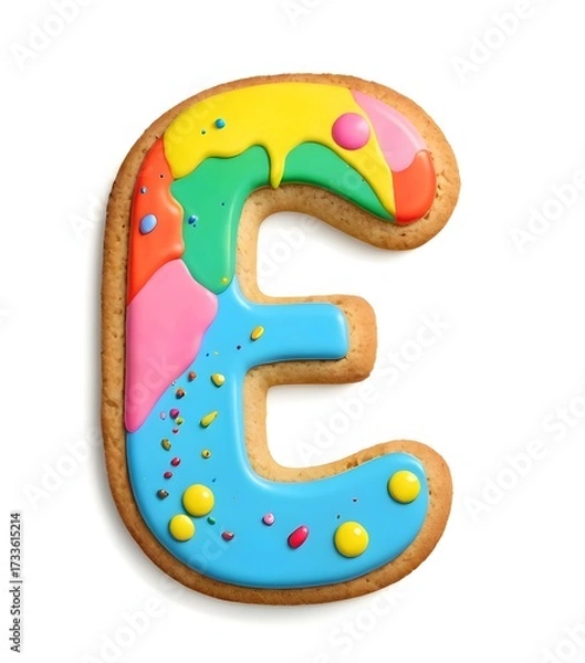 Obraz Decorated Cookie Letter E with Colorful Icing