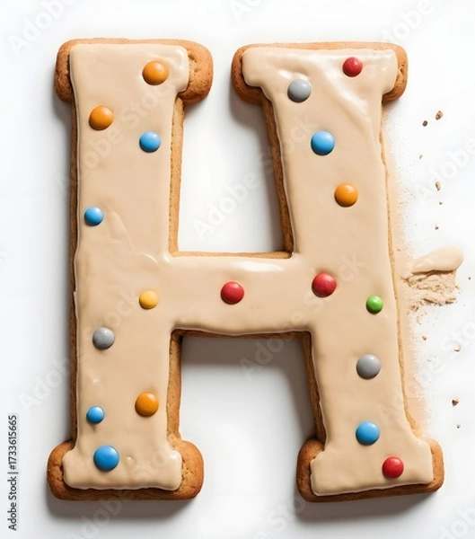 Obraz Decorated Cookie Letter H with Colorful Icing
