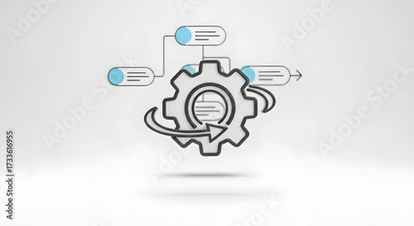 Fototapeta Gear Mechanism with Flowchart - Process Optimization