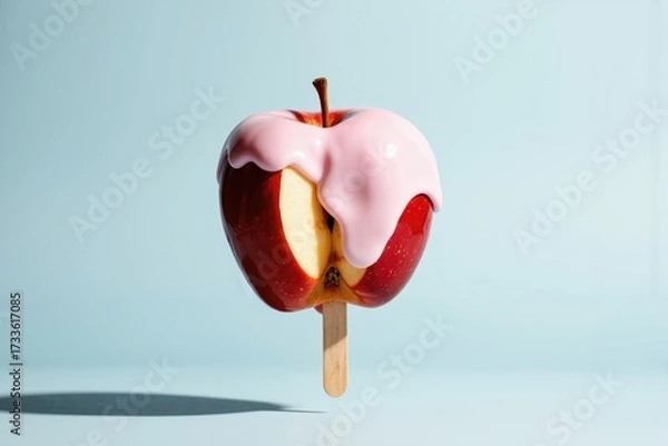 Fototapeta an apple on a stick with a pink icing
