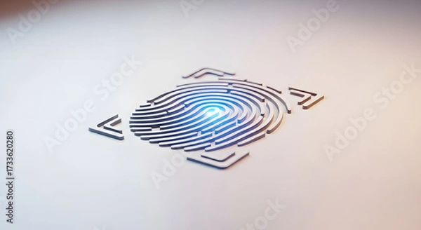 Fototapeta Biometric Security: Fingerprint Scan with Glowing Center