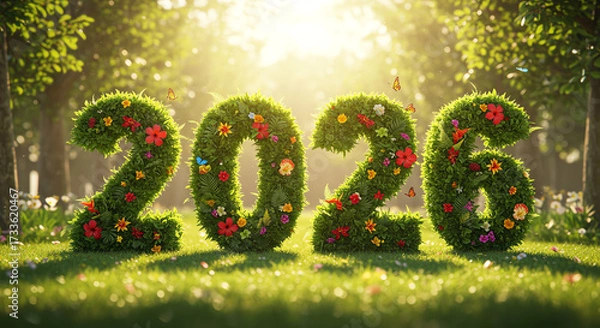 Obraz Year 2026 floral display in a garden