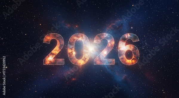 Obraz Year 2026 space nebula background