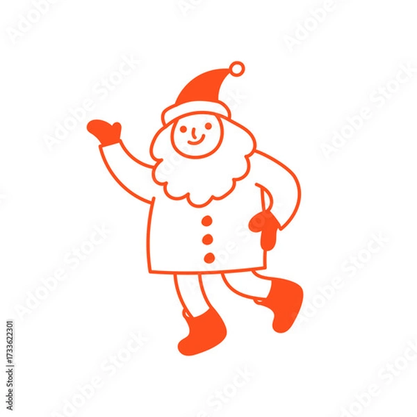Fototapeta Vector illustration in simple han drawn style, in trendy playful whimsical quirky style, for Christmas and New Year prints, cards, banners, with funny and friendly mascot 
