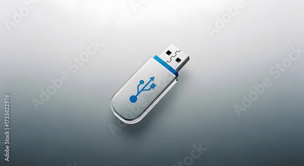 Fototapeta USB Drive Isolated on Gradient Background