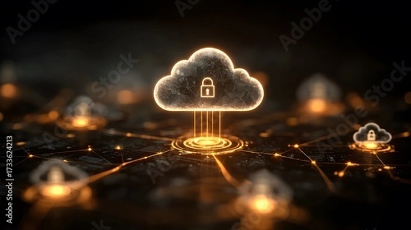 Fototapeta Cloud computing data security network connecting global data