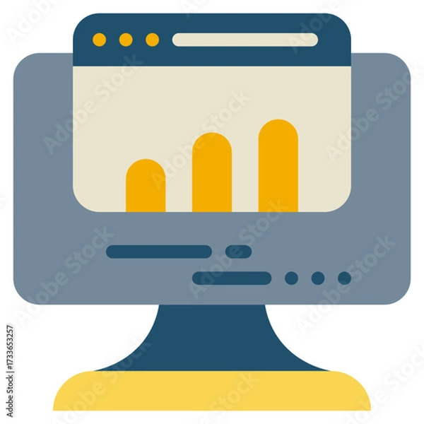Fototapeta graph growth online cyber system flat style icon