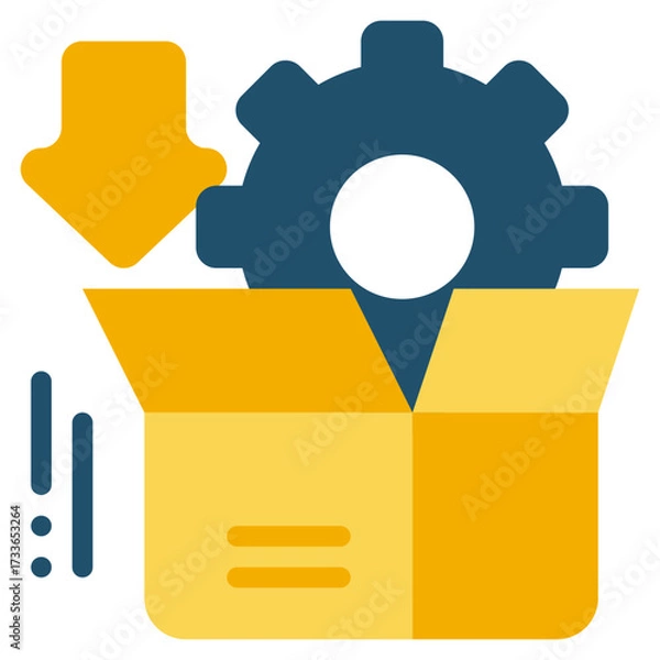 Fototapeta package program download box system flat style icon