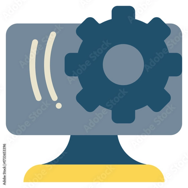 Fototapeta wheel system setup install flat style icon