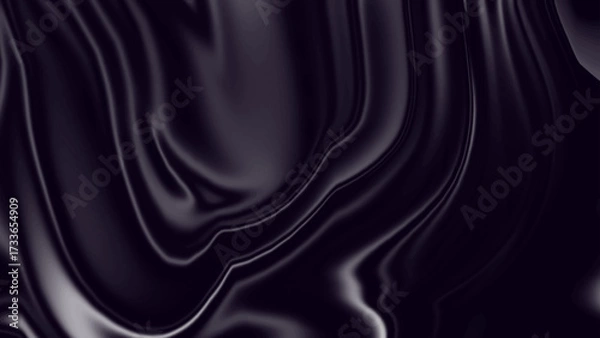 Fototapeta Wavy abstract liquid texture for a luxury aesthetic design. Modern digital art wallpaper featuring a dark, rippling fluid surface.