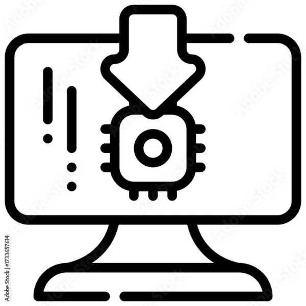 Fototapeta chipset setting setup download system simple line icon