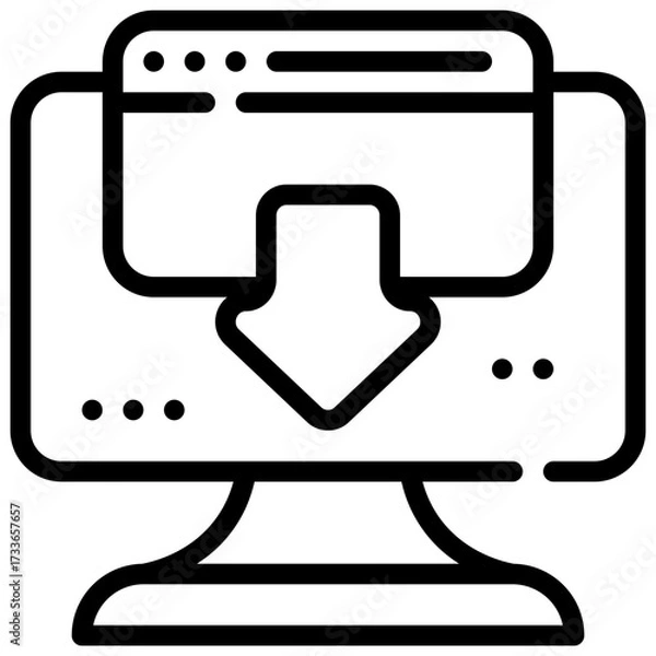 Fototapeta cyber download install setting setup simple line icon